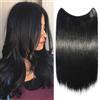 SEGO Extension Capelli Invisibili con Filo Fascia Unica No Clip Lisci 50cm 90g - Nero Scuro