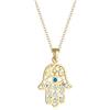Elli Halskette Damen Hamsa Evil Eye mit Kristallen in 925 Sterling Silber Vergoldet