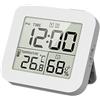 Klanata Misuratore di umidità e temperatura igrotermografo digitale LCD con orologio, timer, doppio allarme, retroilluminazione (Bianca)