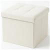 edihome, Pouf Contenitore Pieghevole con Coperchio in Tessuto (38x38x38 cm) - Panca Contenitore, Cassapanca da Interno, Baule, Poggiapiedi e Seduta (bianco avorio)