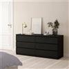 Dmora - Cassettiera Ingrid, Settimino Multiuso, Comò Camera da Letto, Mobile con cassetti, 154x50 h70 cm, Nero