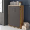 Dmora Armadio Multiuso 2 Ante Izu 79x118h cm Marrone Rovere Cassetti 4 Ripiani, 2 Ante