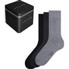 FALKE Happy Box Uni Multipack M So cotone tinta unita confezione di 3 paia, Calzini Uomo, Multicolore Black Grey Mix 0010, 39-42