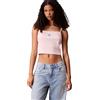 Calvin Klein Donna Canotta Woven Label Cami a Costine, Rosa (Cloud Pink), XL