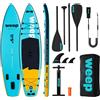 Weep Tavola da SUP gonfiabile "Weep Azure" da 350 cm (11'5") per il paddleboarding, completa di accessori