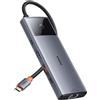 Baseus Hub USB-C a HDMI, 3xUSB, 2xUSB-C, RJ45, SD, TF, Jack 3,5 mm - Baseus Metal Gleam Series II (B00061800813-00) - Grigio Spazio
