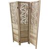 Milani Home - separe pieghevole in legno chiaro e metallo, stile naturale, 170 x 40 cm