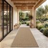 Paco Home Tappeto da esterno, resistente alle intemperie, ideale per balcone o soggiorno, stile boho, motivo geometrico, materiale: sisal, tinta unita, colore: beige, dimensioni: 80x250 cm