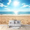 Generico Carta Parati Murale Moderna Spiaggia Vista Sul Mare Blu 200x140 cm Poster Fotomurale Non Tessuto, Carta da Parati Panoramica 3D per Soggiorno, Camera Letto, Ufficio, TV Sfondo
