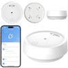 WIOONI Rilevatore di perdite d'acqua WiFi con batteria, acqua IP66, allarme 80 DB, compatibile con l'app Tuya/Smart Life per cucina, bagno, cantina, 1 pezzo