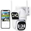 CAYVIS 2MP+2MP Telecamera Wi-Fi Esterno, 2.4GHZ/5GHZ PTZ Videocamera Sorveglianza Esterno con Doppia Lente,FHD Tracciamento Automatico, Visione Notturna a Colori, Audio Bidirezionale, IP66 (HD)