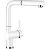 BLANCO LINUS-S 516692 Rubinetto miscelatore da cucina, finitura in Silgranit, con soffione estraibile, ad alta pressione, bianco