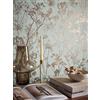 Newroom carta da parati verde a fiori camera da letto soggiorno | Riflessi metallici su corolle, ombrellifere e erbe, tono menta con rame e bronzo, stile boho glamour, per ingresso