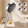 Bostar Soffione doccia ad alta pressione con display digitale di temperatura, soffione doccia con 4 modalità e funzione pistola pulente, manico reversibile in ABS per bagno (argento cromato)
