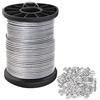 Cerpourt Filo da appendere in vinile rivestito da 1,5 mm fino a 68 kg, 30,5 m in acciaio inox con 40 pezzi di manicotti in alluminio, filo pesante per appendere cornici, opere d'arte, luce stringa
