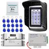 KUMU Sistema di Controllo Accessi Porta RFID Impermeabile Tastiera in Metallo+Serratura Elettrica con Catenaccio +Copertura Antipioggia +Pulsante di Uscita + 15pcs Portachiavi per Casa/Ufficio