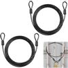 OZNXWRYY 2 Cavi d'Acciaio con Occhielli, 2 m x 4 mm, Nero con Rivestimento PVC | Cavo di Sicurezza per Biciclette, Mobili Esterni e Oggetti Vari, Flessibile, Resistente, Antiruggine
