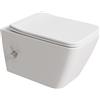 Teal Home Doccia WC senza bordo con ugello integrato, WC Taharet con rubinetto acqua fredda/calda, WC sospeso rettangolare, WC da parete bianco con nano, WC con coperchio WC con abbassamento automatico, WC con