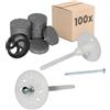 PROTEKTOR 100x Tasselli a vite per isolante, premontati Ø8 x 120mm | Tassello cappotto termico incl. 200 rondelle + 1 fresa per isolamento facciata con vite in acciaio zincato