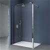 doporro Parete Doccia Walk-In 130x200 cm con Vetro Laterale 30 cm a 180° | Vetro Temperato Trasparente 8 mm, Profilo in Alluminio 0-15 mm, Trattamento Anticalcare, Supporto Inox 70-120 cm