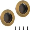 MOROBOR Maniglie per porte scorrevoli in bronzo giallastro, 2 pezzi, in acciaio inox, facili da installare, rotonde, da incasso, 50 mm