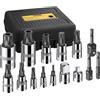 AMTOVL XZN Set di Bussole a Tripla Scanalatura Quadrata Set di 15 Bussole con Adattatore e Riduttore Set di Adattatori per Bussole Bit di Estensione M4-M18