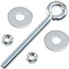 AERZETIX Kit di 4 viti ad occhiello M8x80 mm / 8 dadi M8 / 8 rondelle piatte/acciaio zincato/spessore massimo del supporto 59 mm