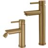 Inbagno Set Miscelatori Lavabo Alto E Bidet Oro Opaco In Acciaio Inox Garda