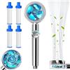 Gorger Soffione Doccia Alta Pressione, Universale Risparmio Idrico Doccia, Soffione Doccia Anticalcare Girevole a 360 °, Con 4 Filtri In Cotone PP, Doccino per Doccia ad Elica ad Alta Pressione (blu)