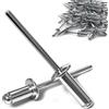 PDKKFF 150 Pezzi Rivetti Aluminio, 4.8X12mm Rivetti Ciechi-DIN 7337A, Argento Rivetti Pop per Leano, Plastica, Lamiere, fai Da Te