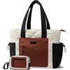 LOVEVOOK Borsa Lavoro Donna, Puffer Tote Bag Lightweight Puffy Donna Grande, Borsa A Mano Per Tracolla Università Shopper, Lavoro Viaggi Ufficio Uni (Nero Bianco Marrone, 15,6 pollici)