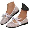 Generico Ciabatte Donna con Zeppa - Ballerine Mary Jane Donna in Pizzo Floreale, Scarpe Basse Eleganti con Fiocco e Cinturino, Punta Tonda, Suola Piatta Morbida, Stile Dolce Primavera