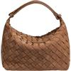 Generic HJDMO Borsa a mano in tessuto da donna in ecopelle borsa hobo con chiusura a zip borsa a tracolla lavoro quotidiano nero beige marrone caffè grigio, Marrone caramello [finitura opaca], 21cm×12cm×