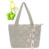 BOSHIHO Borsa trapuntata da donna, in nylon, borsa a tracolla con cerniera, stile causale, con manico superiore, per lavoro, scuola, shopping, viaggi, Beige, extra-large