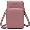 myfriday Small Crossbody Cell Phone Bag for Women, Mini Over Shoulder Handbag Purse with Credit Card Slots, C-rosa., S
