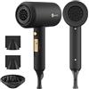 slopehill Phon Ionico, Slopehill Asciugacapelli Professionali con Motore AC 1800w per Asciugatura Rapida, Pulsante Caldo/Freddo, 1 Diffusore 2 Concentratori, 3 Impostazioni Di Temperatura （Nero）