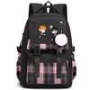 Huacaiyu Anime Manga Haikyuu Oxford Zaino per Ragazza, Scuola College Bag con Kawaii Ciondolo per Karasuno Hinata Shoyo Fan Regalo Unisex Cosplay Daypack Nero