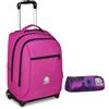 Invicta Trolley Scuola Fisso New Benin Solid, Fucsia, 2 in 1, Doppio Uso, Trolley e Zaino, Zaino Scuola Viaggio, Ragazzo e Ragazza + BUSTINA SPACE PINK INVICTA FANTASY GRS