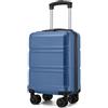 KONO Valigia trolley da viaggio in ABS + PC - Custodia rigida leggera con 4 ruote gemellate e lucchetto TSA, robusta valigetta per viaggi in aereo, affari e vacanze in famiglia, Blu scuro, Ryanair