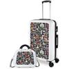 ITACA - Set Valigia Media e Valigia Bagaglio a Mano. Set Valigie Rigide per Viaggi Aereo - Set Trolley Valigia Rigida - Set Valigie Rigide con Lucchetto, Bianco