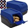 ARTECSIS® Set da 2 contenitori per patate con coperchio, 4 kg, blu reale - Contenitore per verdure con 6 etichette
