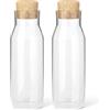 HEFTMAN Set di 2 Bottiglie Vetro 1 Litro - Caraffe in Vetro Trasparente per Bevande Calde e Fredde, Caraffa Acqua con Coperchio in Sughero, Barattoli di Ammorbidente Riutilizzabili con Tappi