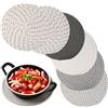 ZHENGYYUU 6 Pz Tovagliette Rotonde Intrecciate per Tavolo da Pranzo in Tessuto, 18cm Sottopentola Rotondi Intrecciati Resistenti al Calore Cotone, Sottopiatti Rotondi Eleganti, Sottopentola in Cotone