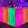 KARLOR Gonna da tavolo neon con frange, decorazione UV per feste fluorescente, rosa, arancione, giallo, autoadesiva, decorazione per la tavola per UV Glow Party Hawaii, Luau, decorazione per feste, 75