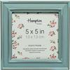 Hampton Frames | Cornice Portafoto Quadrata Paloma | 13x13cm, Blu, Legno Invecchiato | Clip Girevole, Montaggio Parete o Tavolo | Design Moderno per Foto e Decorazione