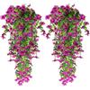 Boutihao 4 Pezzi Fiori Artificiali per Esterni, Fiori Artificiali Appesi, Piante Artificiali Appese all'Aperto Resistenti ai Raggi UV, per Decorazioni Sospensione Parete Giardino Balcone Matrimonio (Viola)