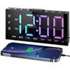 LIORQUE Sveglia digitale LED sveglia con 8 modalità RGB luce notturna orologio digitale con grande display LED modalità DST 2 allarmi e 5 volume regolabile Snooze porta di ricarica USB per camera da