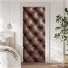 arricraft 2 adesivi autoadesivi per porta, 80 x 200 cm, in pelle marrone, bottoni dorati, adesivi murali in PVC, carta da parati rimovibile, decorazione per camera da letto e soggiorno