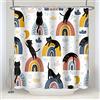 SDOTPMT 180x180cm Carina Animale Tenda da doccia Astratto cartone animato Nero Gatto Colorato Arcobaleno Tenda da bagno Buffo Animali domestici Tenda doccia Poliestere per Bambino Bagno con ganci