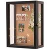 BEARUT 28 x 38 cm, cornice profonda da parete, profondità 12,5 cm, pannelli di visualizzazione in acrilico trasparente su tre lati, include una striscia luminosa a LED calda nera